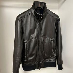 Orciani Dark Brown Leather Jacket S IT46/US 36